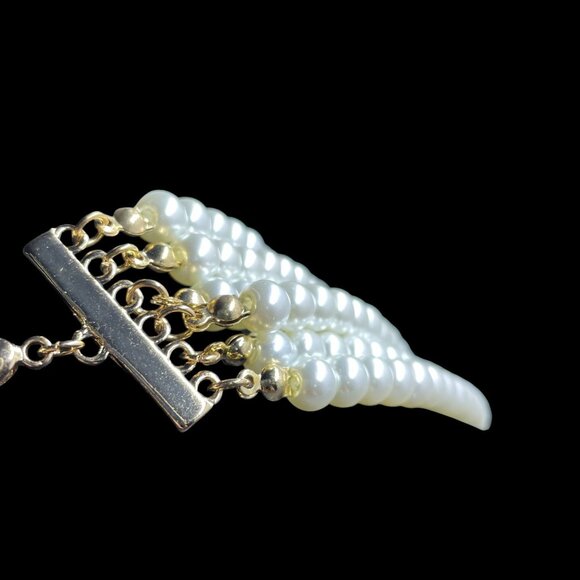 Coquette Pearlcore Statement Necklace Bridal Glam Vintage Elegant Prom Jewelry - Picture 9 of 9